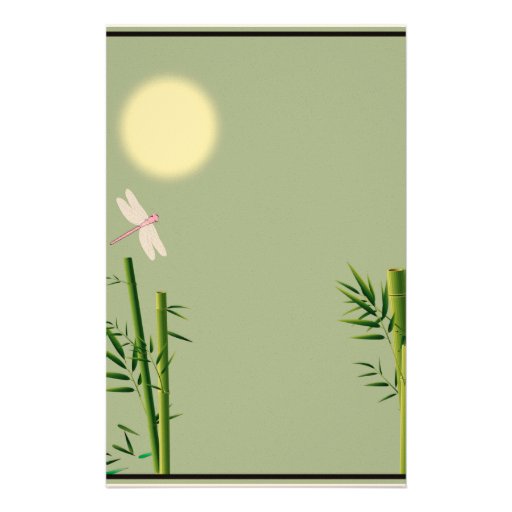 Bamboo and Dragonfly Floral Stationery Zazzle