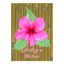 Bamboo and Hibiscus Recipe Cards Personalized Announcements