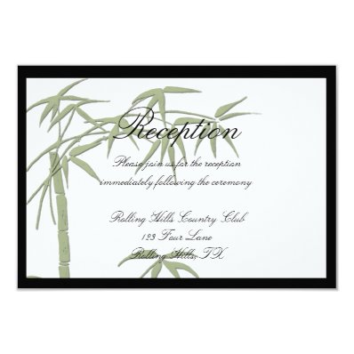 Bamboo Beauty Wedding Reception 3.5" X 5" Invitation Card