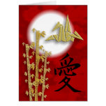 Bamboo Crane Love Kanji Invitation or Card