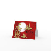 Bamboo Cranes RSVP Folded Card by leighsww Bamboo Cranes RSVP Folded Card