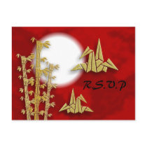 Bamboo Cranes RSVP Postcard by leighsww Bamboo Cranes RSVP Postcard