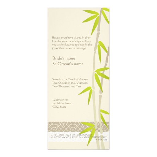Bamboo Design Wedding Invitations (front side)