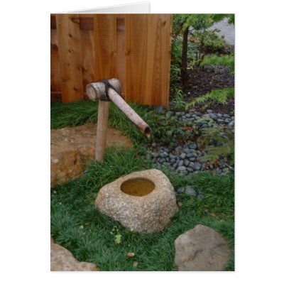 Bamboo Fountain Greeting Cards by LunarRaven