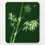 Bamboo Leaves and Branches Painted in Green mousepads