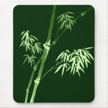 Bamboo Leaves and Branches Painted in Green Mouse Pad
