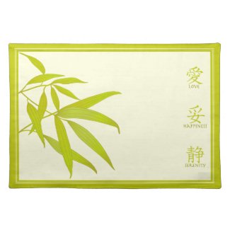 Bamboo Leaves and Japanese Symbols Placemat