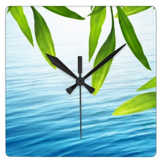 Bamboo leaves and water wall clock