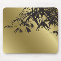 Bamboo Leaves Black + Gold Custom Gift Mousepad