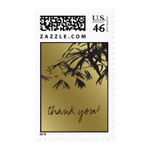 Bamboo Leaves Black + Gold Thank You Custom Stamps