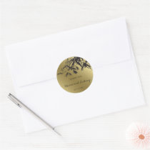 Bamboo Leaves Black + Gold Thank You / Favor Label stickers
