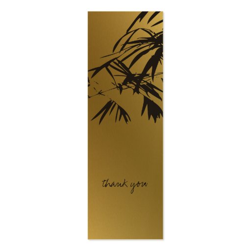 Bamboo Leaves Black + Gold Thank You Gift Tag / Business Card Templates (back side)