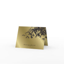 Bamboo Leaves Black Gold Wedding Invitation Card