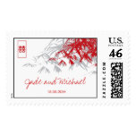 Bamboo Leaves + Double Xi Invitation Custom Stamps Stamps