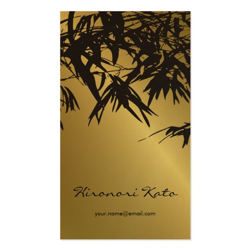 Bamboo Leaves Gold + Black Zen Custom Profile Card Business Card Template (front side)