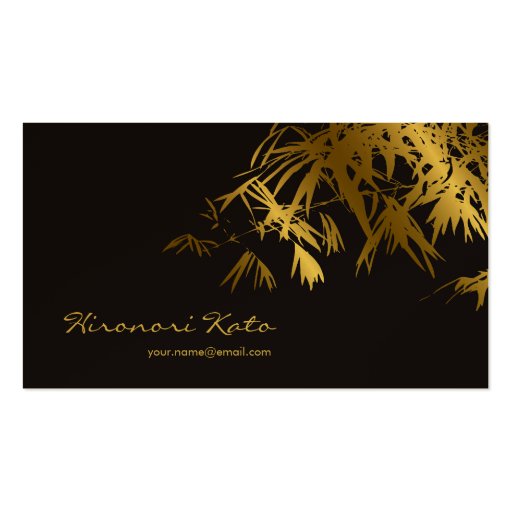 Bamboo Leaves Gold + Black Zen Custom Profile Card Business Card Template (front side)