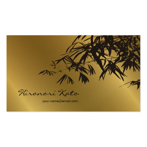 Bamboo Leaves Gold + Black Zen Custom Profile Card Business Cards (front side)