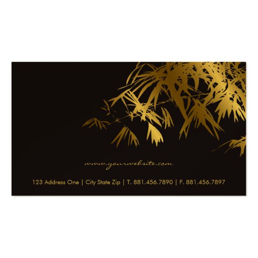 Bamboo Leaves Gold + Black Zen Custom Profile Card Business Cards (back side)