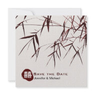 Bamboo Leaves/Oriental Double Happiness Wedding invitation