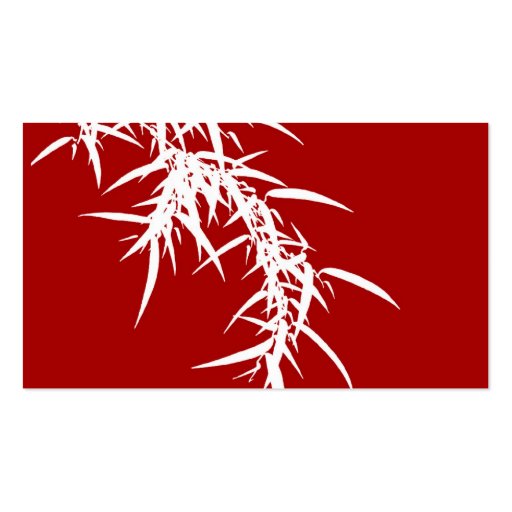 Bamboo Leaves Red Business Card (back side)