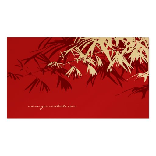 Bamboo Leaves Red Gold Zen Custom Profile Card Business Card (back side)