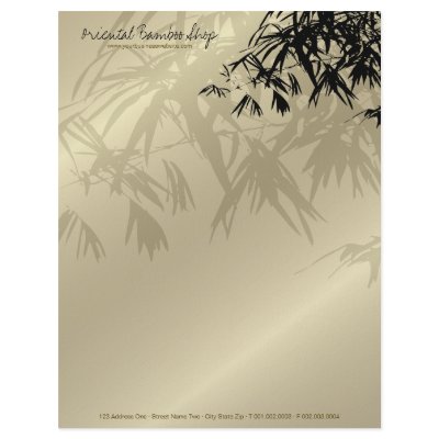 Bamboo Leaves Silhouette Business Letterhead by fatfatin_red_knot