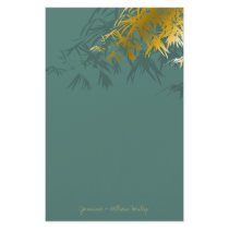 Bamboo Leaves Silhouette Green Gold Stationery