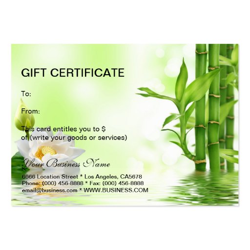 Bamboo Orchids Spa Salon Gift Certificate Business Card Templates (back side)