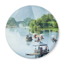 "Bamboo Rafting to Shangri La" China Watercolor magnets by PaulJacksonart "Bamboo Rafting to Shangri La" China Watercolor magnets
