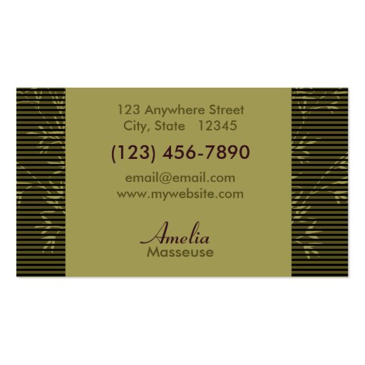 Bamboo Salon or Spa Business Card (back side)