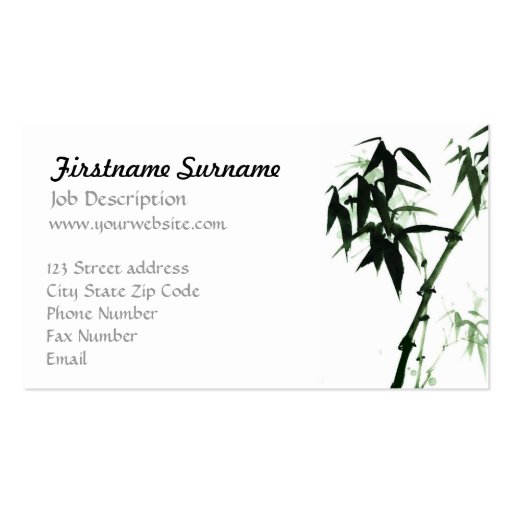Bamboo Stalks l Oriental Zen Touch Business Card Template (back side)