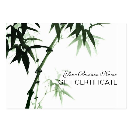 Bamboo Stalks Oriental Zen Touch Gift Certificate Business Cards (front side)