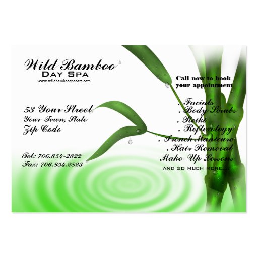 Bamboo Water Ripple Spa Business Card (front side)