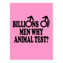 Ban animal testing funny slogan post card