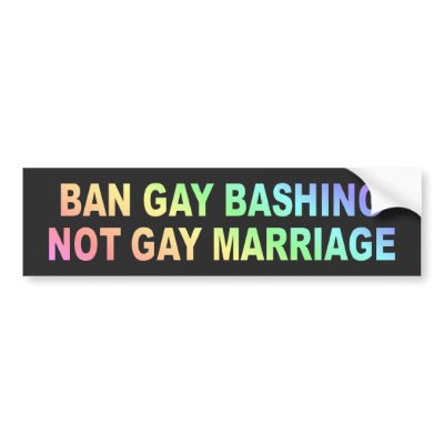 Ban Gay Bashing Bumper Sticker by WanderingWomyn