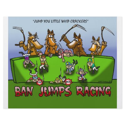 BAN HORSE JUMPS RACING FLYER by NHRCartoons