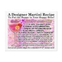 Banana Berry Coconut Smoothie Martini Recipe Card Postcards
