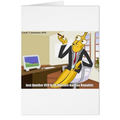 Banana CEO Funny Offbeat Cartoon Collectible Gifts Greeting Card by beardiethor123
