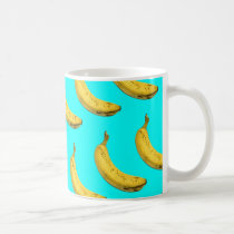 banana, funny, cool, pattern, cute, pop art, geeky, humor, fruit, funny pattern, humorous, fun, pop, art, emoji, mug, Krus med brugerdefineret grafisk design