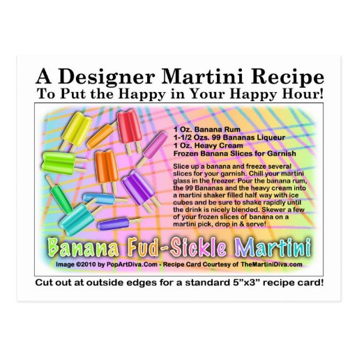 Banana Fud-Sickle Martini Recipe Card Postcard
