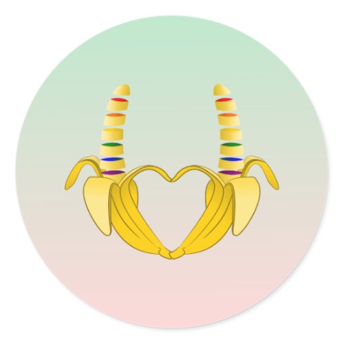 Banana Gay Pride Freedom Heart Classic Round Sticker