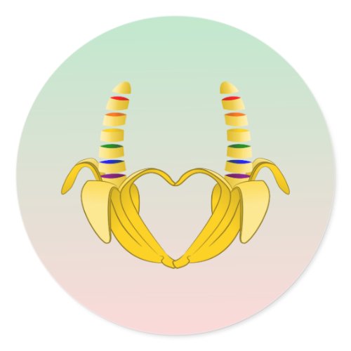 Banana Gay Pride Freedom Heart Classic Round Sticker