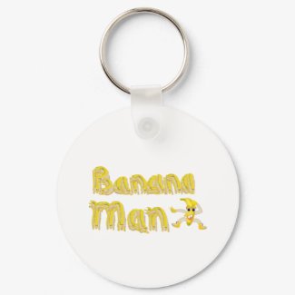 Banana Man button keychain