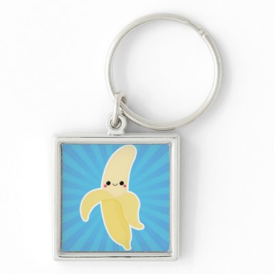 Banana on Blue Starburst Key Chain by TinyGifts
