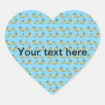 Banana pattern on blue background heart sticker