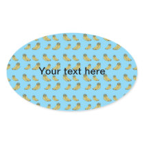 Banana pattern on blue background oval stickers