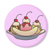 BANANA SPLIT by SHARON SHARPE magnets by sharonsharpe BANANA SPLIT by SHARON SHARPE magnets