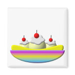 Banana Split with whipped cream and cherries Refrigerator Magnet