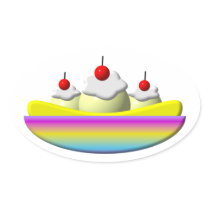 Banana Split with whipped cream and cherries Sticker