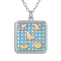 Bananas - Blue and Yellow Polk-a-dots necklaces